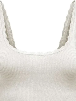 Débardeur blanc uni coupe droite col carré et à manches à bretelles