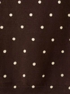 Débardeur brun à motifs pourvu d'une coupe droite et d'un col rond