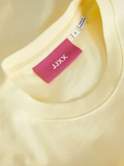 Débardeur cropped en coton biologique jaune uni avec un col rond