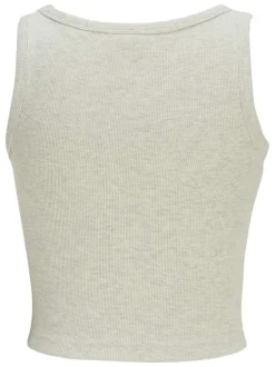 Débardeur en coton beige chiné et côtelé avec une coupe crop top près du corps