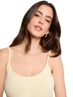 Débardeur en coton beige à coupe droite pourvu d'un col rond