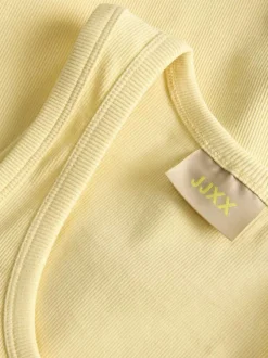 Débardeur en coton biologique jaune sans manche pourvu d'un col rond