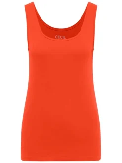 Débardeur en coton biologique orange uni pourvu d'une coupe moulante