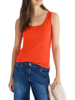 Débardeur en coton biologique orange uni pourvu d'une coupe moulante