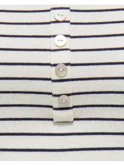 Débardeur en coton blanc avec des rayures une coupe cropped et un col rond