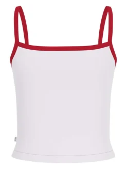 Débardeur en coton blanc uni avec une coupe droite et un col rond