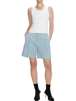 Débardeur en coton blanc uni avec une coupe moulante et un col rond