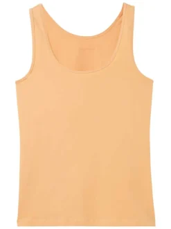 Débardeur en coton corail uni avec une coupe droite et un col rond