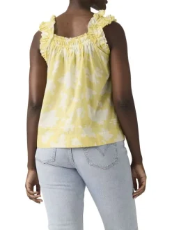 Débardeur en coton jaune floral avec une coupe ample et un col rond