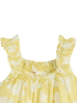 Débardeur en coton jaune floral avec une coupe ample et un col rond