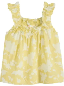 Débardeur en coton jaune floral avec une coupe ample et un col rond