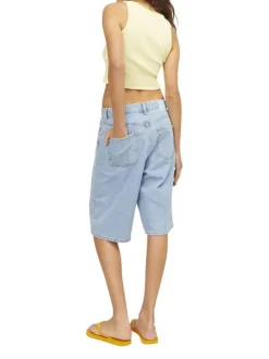 Débardeur en coton jaune uni avec une coupe cropped et un col rond