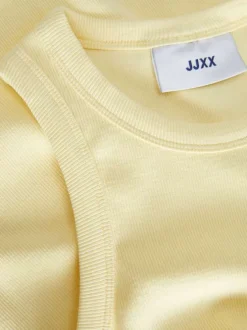Débardeur en coton jaune uni avec une coupe cropped et un col rond