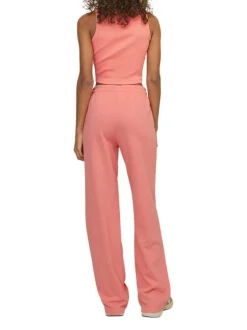 Débardeur en coton orange uni avec un col rond et une coupe cropped