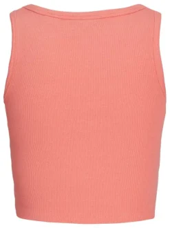 Débardeur en coton orange uni avec un col rond et une coupe cropped