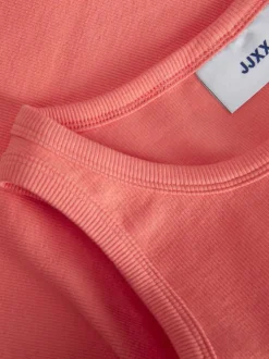Débardeur en coton orange uni avec un col rond et une coupe cropped