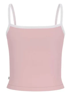 Débardeur en coton rose uni avec un col rond et une coupe droite