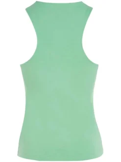 Débardeur en coton vert uni avec une coupe droite et un col rond