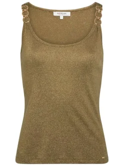 Débardeur kaki sans manche coupe ajustée pourvu d'un col rond