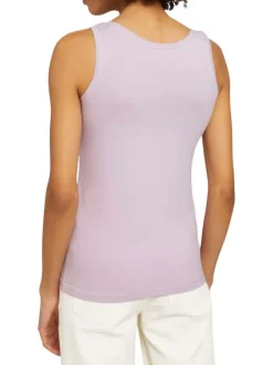 Débardeur lilas en coton uni coupe près du corps col rond à sans manches