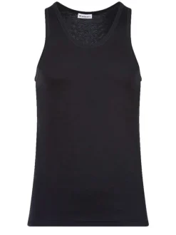 Débardeur moulant Héritage en pur coton hypoallergénique noir à col rond