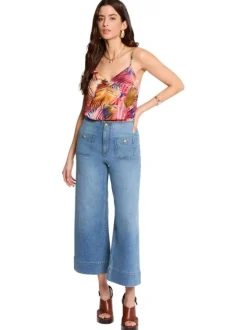 Débardeur multicolore floral avec une coupe large et un décolleté en V