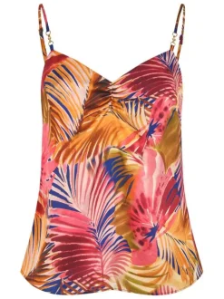 Débardeur multicolore floral avec une coupe large et un décolleté en V