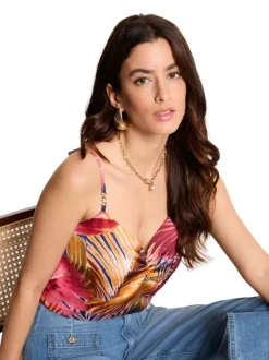 Débardeur multicolore floral avec une coupe large et un décolleté en V