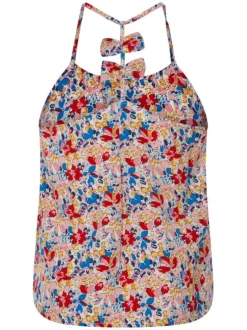 Débardeur multicolore à motif fleuri avec une coupe droite et col rond