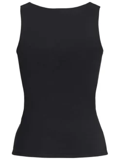 Débardeur noir uni avec une coupe près du corps et un col rond réversible