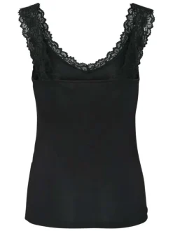 Débardeur noir uni avec une coupe près du corps un col v et des bretelles larges