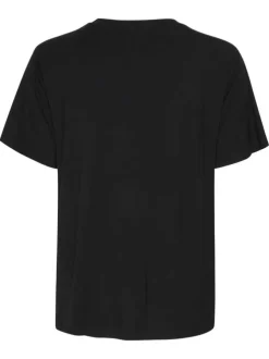 Débardeur noir uni coupe ajustée avec un col festonné et sans manches