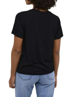 Débardeur noir uni coupe ajustée avec un col festonné et sans manches