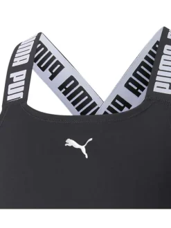 Débardeur noir uni coupe près du corps avec un col rond et logo de la marque floqué