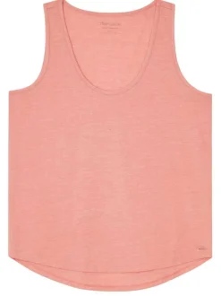 Débardeur rose chiné à col rond et coupe droite fluide