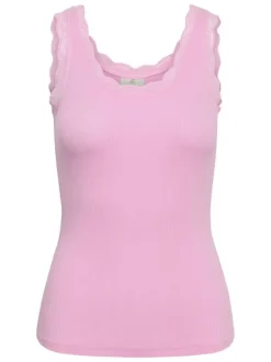 Débardeur rose uni pourvu d'une coupe ajustée et d'un col rond