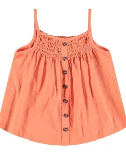 Debardeur corail pour fille uni en coton coupe évasée