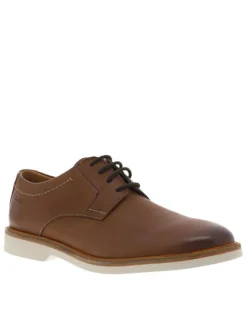 Derbies Atticus en cuir cognac avec des lacets ronds et un talon plat