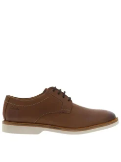 Derbies Atticus en cuir cognac avec des lacets ronds et un talon plat