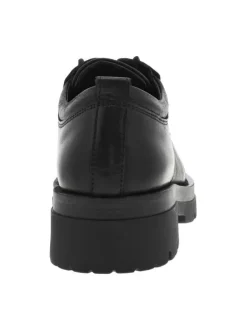 Derbies coupe bateau en cuir noir à semelle plateforme à talon décroché moyen et à lacets ronds