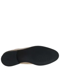Derbies en cuir beiges à talon décroché bas avec des lacets ronds