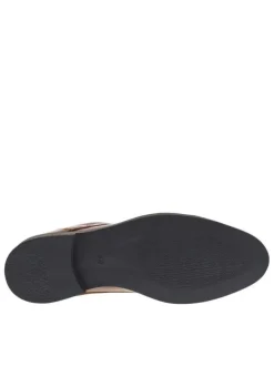 Derbies en cuir camels à bout rond avec un talon décroché bas