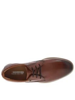 Derbies en cuir cognac avec empiècements foncés et fermeture à lacets ronds