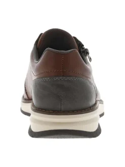 Derbies en cuir cognac à talon plat avec des lacets et un zip latéral