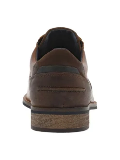 Derbies en cuir cognac à talon plat avec lacets ronds et fentes sur les côtés