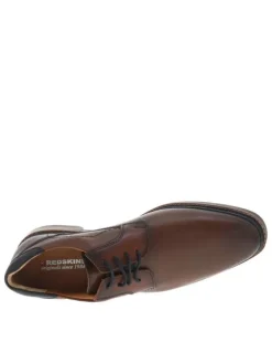 Derbies en cuir cognac à talon plat et à lacets ronds avec empiècements texturés