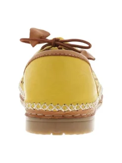 Derbies en cuir jaunes avec des lacets élastiqués et un talon plat