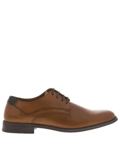 Derbies en cuir marrons avec le nom de la marque embossé et à lacets ronds