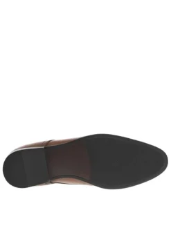 Derbies en cuir marrons à bout droit arrondi et à talon décroché bas