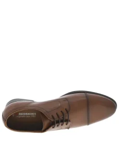 Derbies en cuir marrons à bout droit arrondi et à talon décroché bas